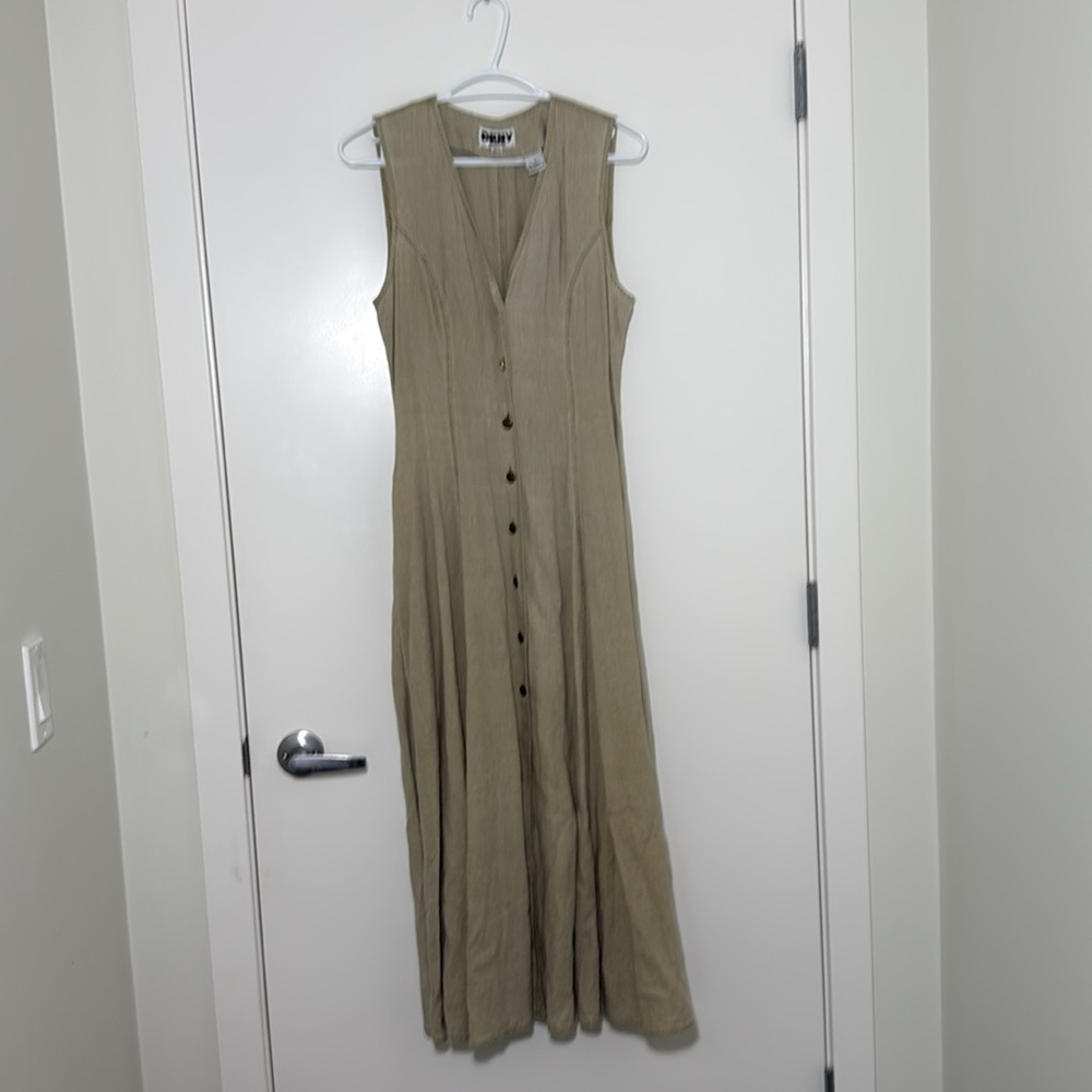 Dkny Tan Sleeveless V-Neck Sundress